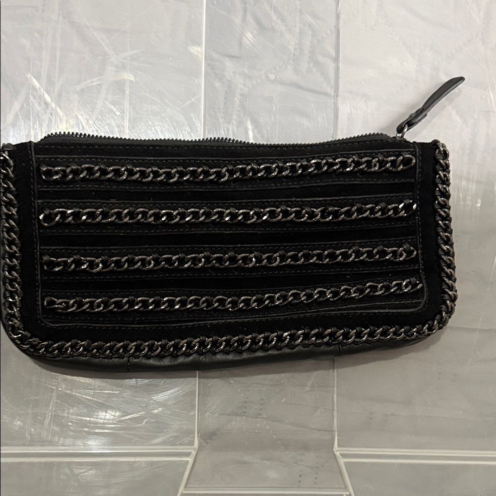 BCBG MAXAZRIA Black Chain Embellished Clutch